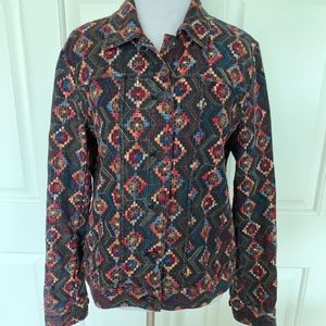 BOMBER LIGHTWEIGHT DENIM AZTEC EMBROIDERED MULTI